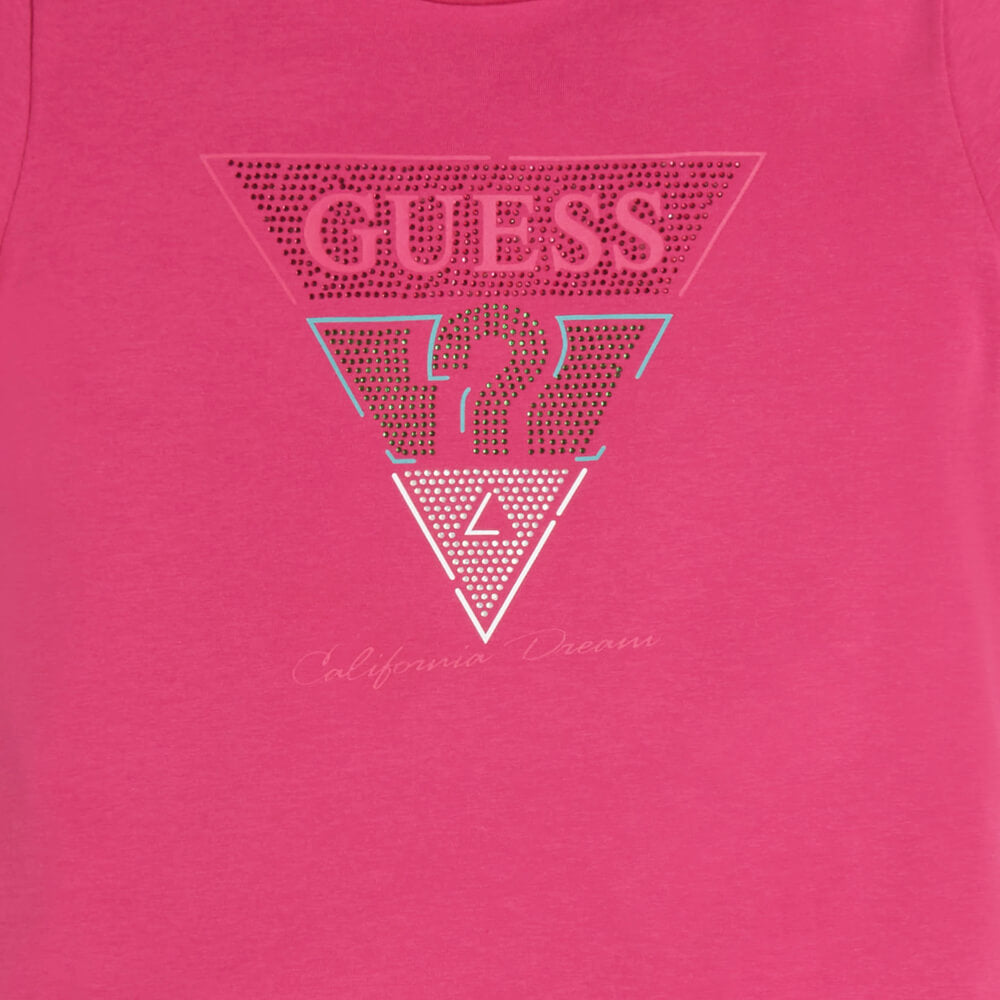 Guess Girls Pink Cute T-Shirt With Logo Triangle