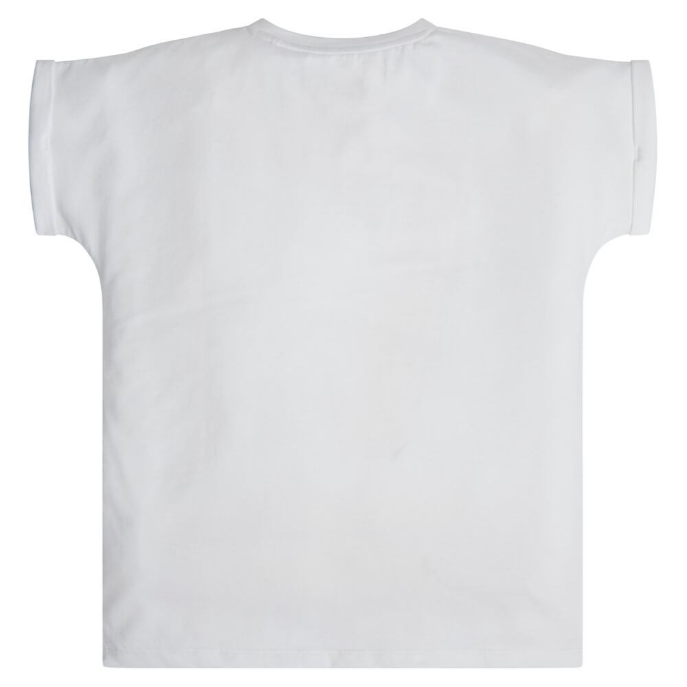 Guess Girls White Orgnaic Cotton T-Shirt With Logo