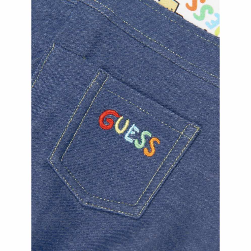 Guess Unisex Blue & Multi-colour Mixed Fabric Shorts
