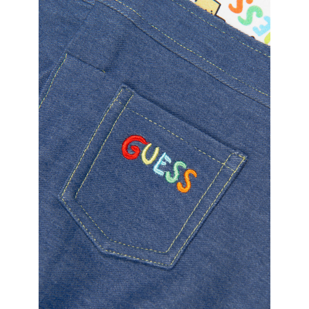 Guess Unisex Blue & Multi-colour Mixed Fabric Shorts