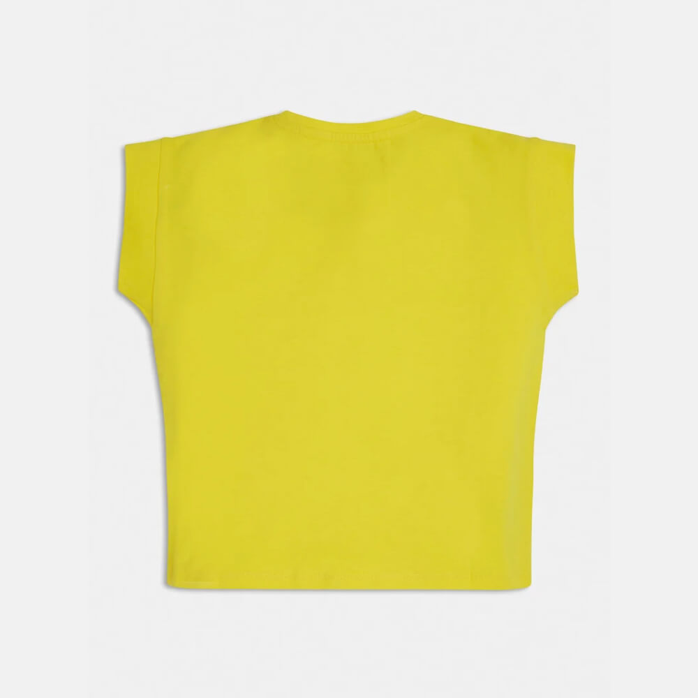 Guess Girls Yellow Cotton Crop T-Shirt