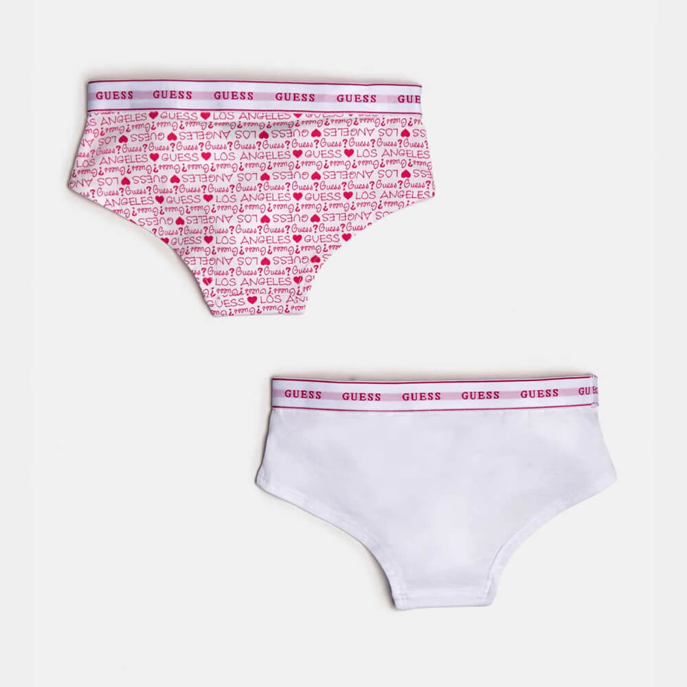 Guess Girls White Pink Combo Pack of 2 Briefs