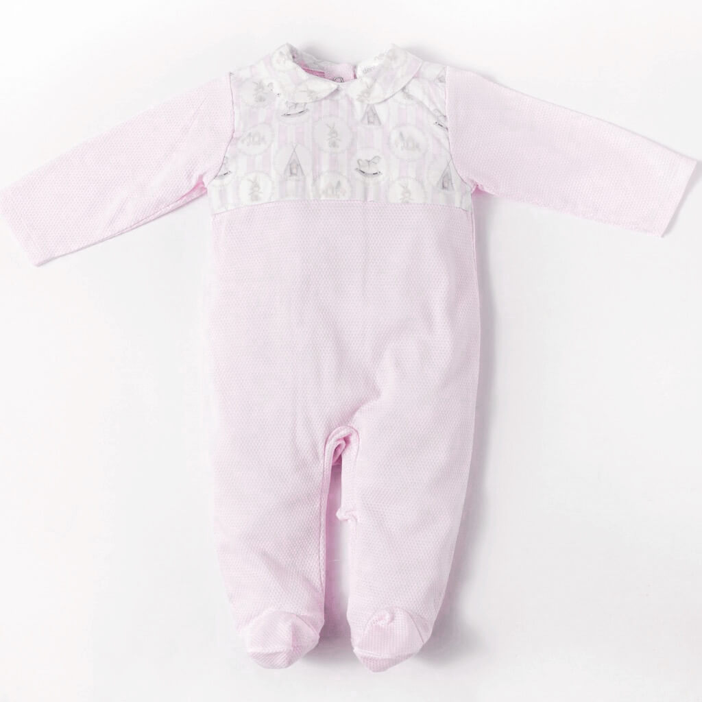 Deolinda Baby Girls Pink All in One Babysuit With Horse Print