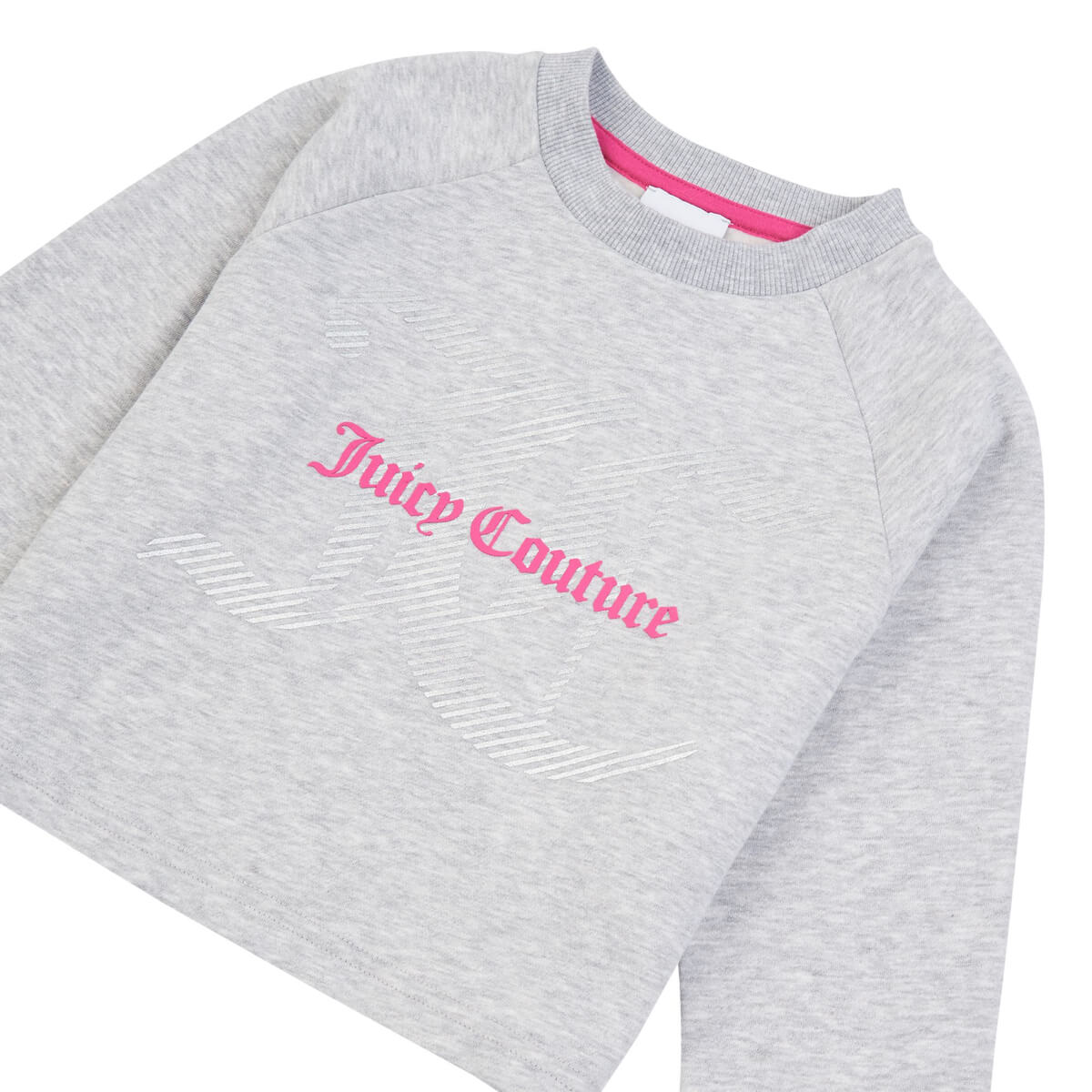 Juicy Couture Girls Grey Crop Raglan Crew Sweatshirt