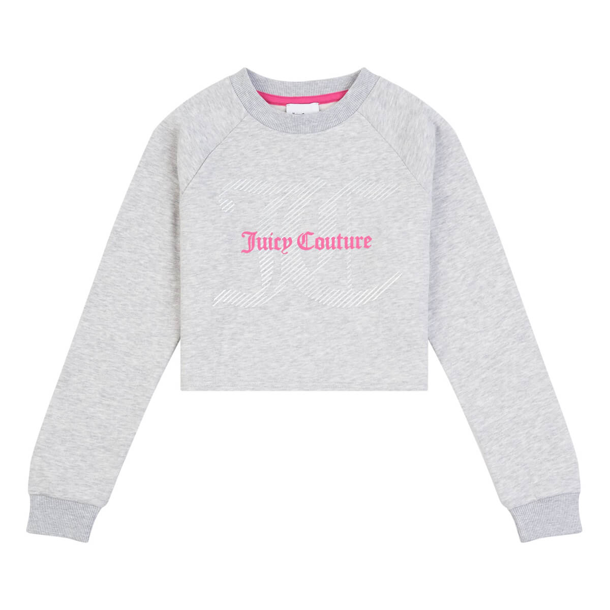 Juicy Couture Girls Grey Crop Raglan Crew Sweatshirt