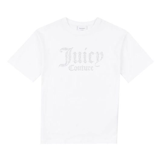 Juicy Couture Girls White Diamante Boyfriend T-Shirt