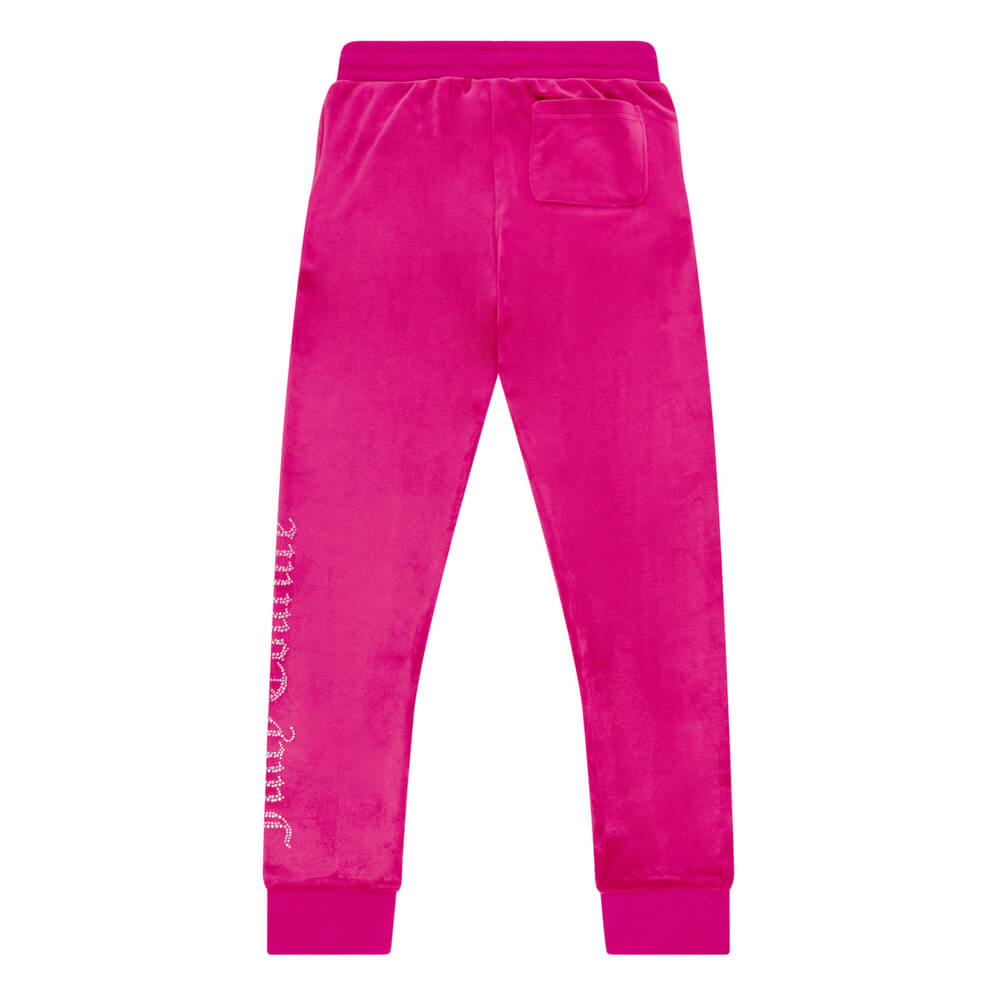 Juicy Couture Girls Pink Diamante Velour Joggers