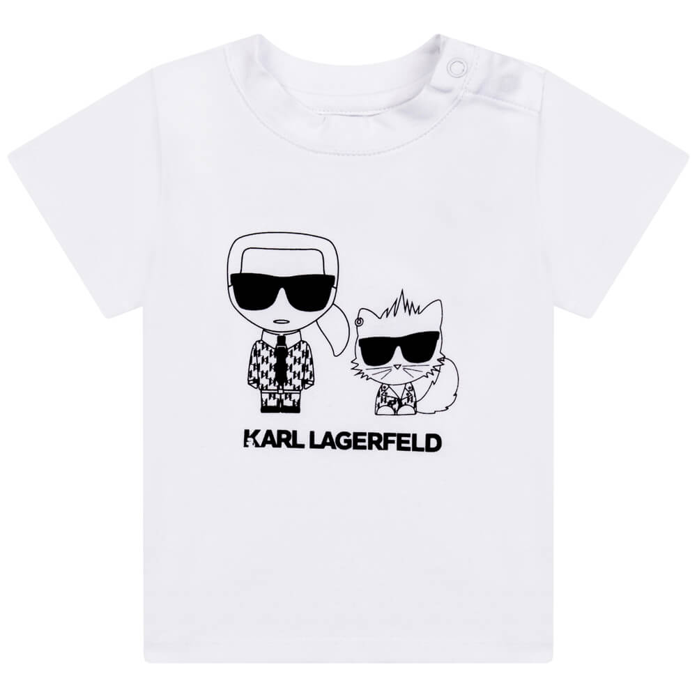 Karl Lagerfeld Baby Girls White & Black T-Shirt and Leggings Combo Set