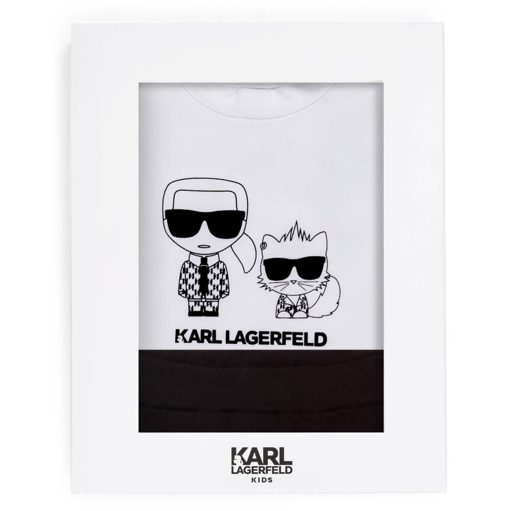 Karl Lagerfeld Baby Girls White & Black T-Shirt and Leggings Combo Set