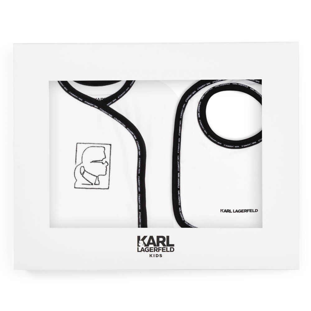 Karl Lagerfeld Baby Boys White Babysuit and Bib Combo Set