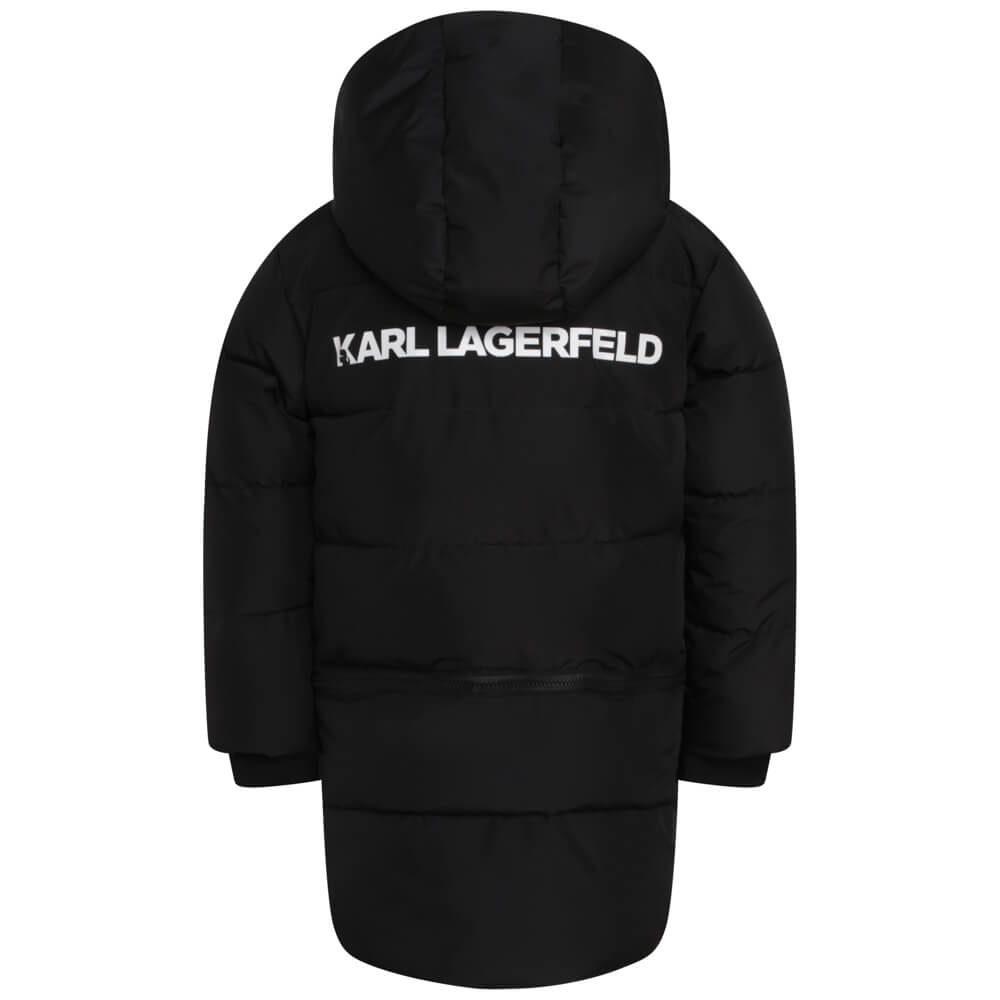Karl Lagerfeld Girls Black Puffer Jacket With Hood