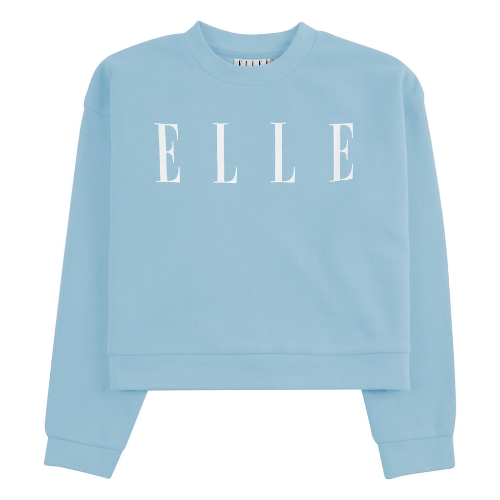 Elle Girls Crystal Blue Oversize Crewneck Sweater