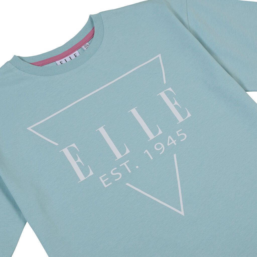 Elle Girls Crystal Blue Oversized T-Shirt With Triangle ELLE Logo