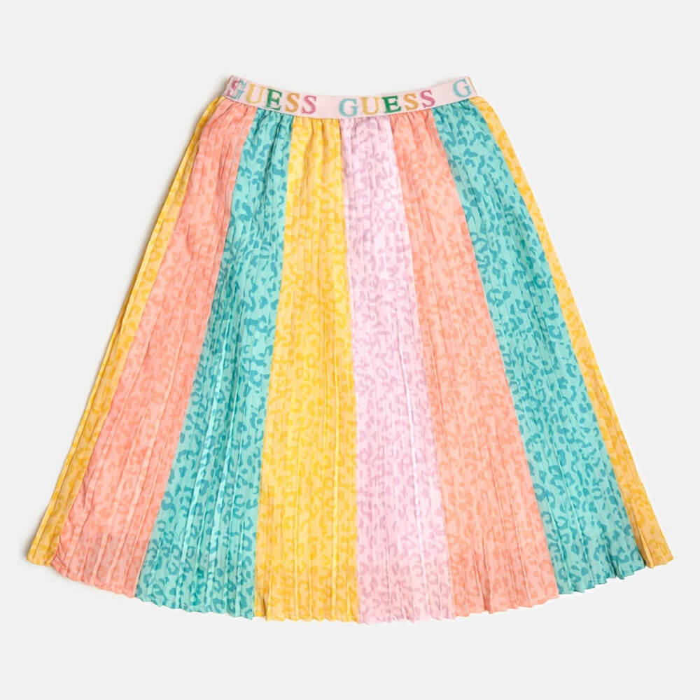 Guess Girls Multi-colour Pleated Crepe Midi Skirt