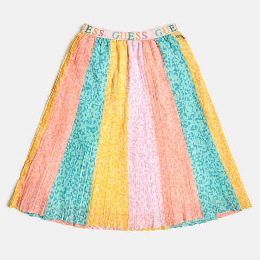 Guess Girls Multi-colour Pleated Crepe Midi Skirt
