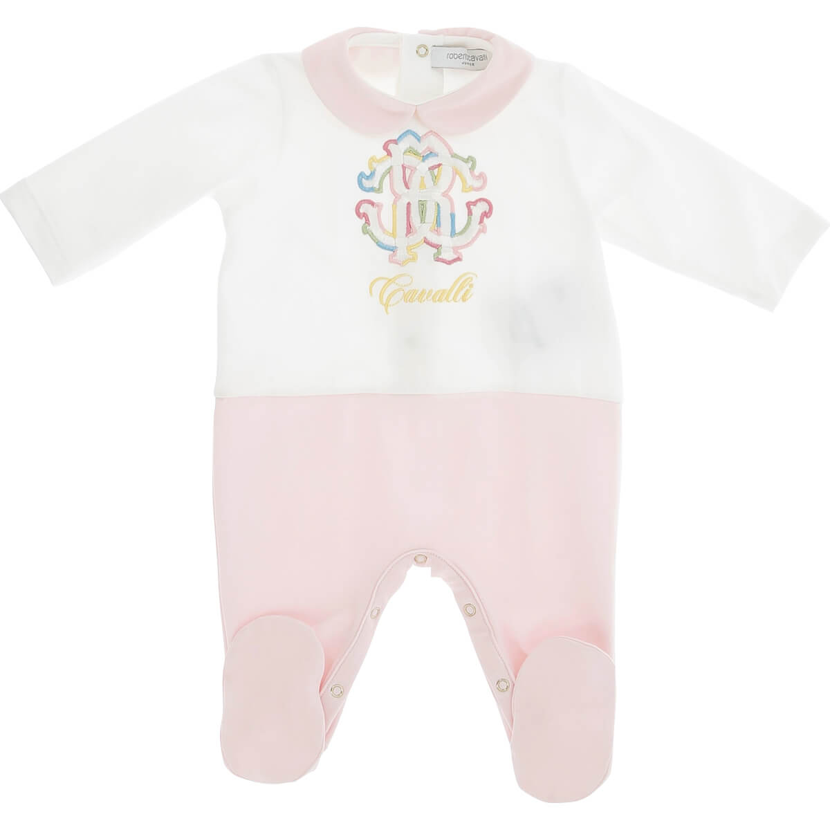 Roberto Cavalli Baby Girls Pink & White Babysuit Bonnet Heraldic