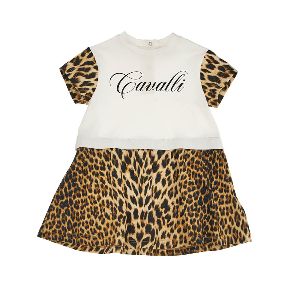 Roberto Cavalli Baby Girls White & Leopard Dress