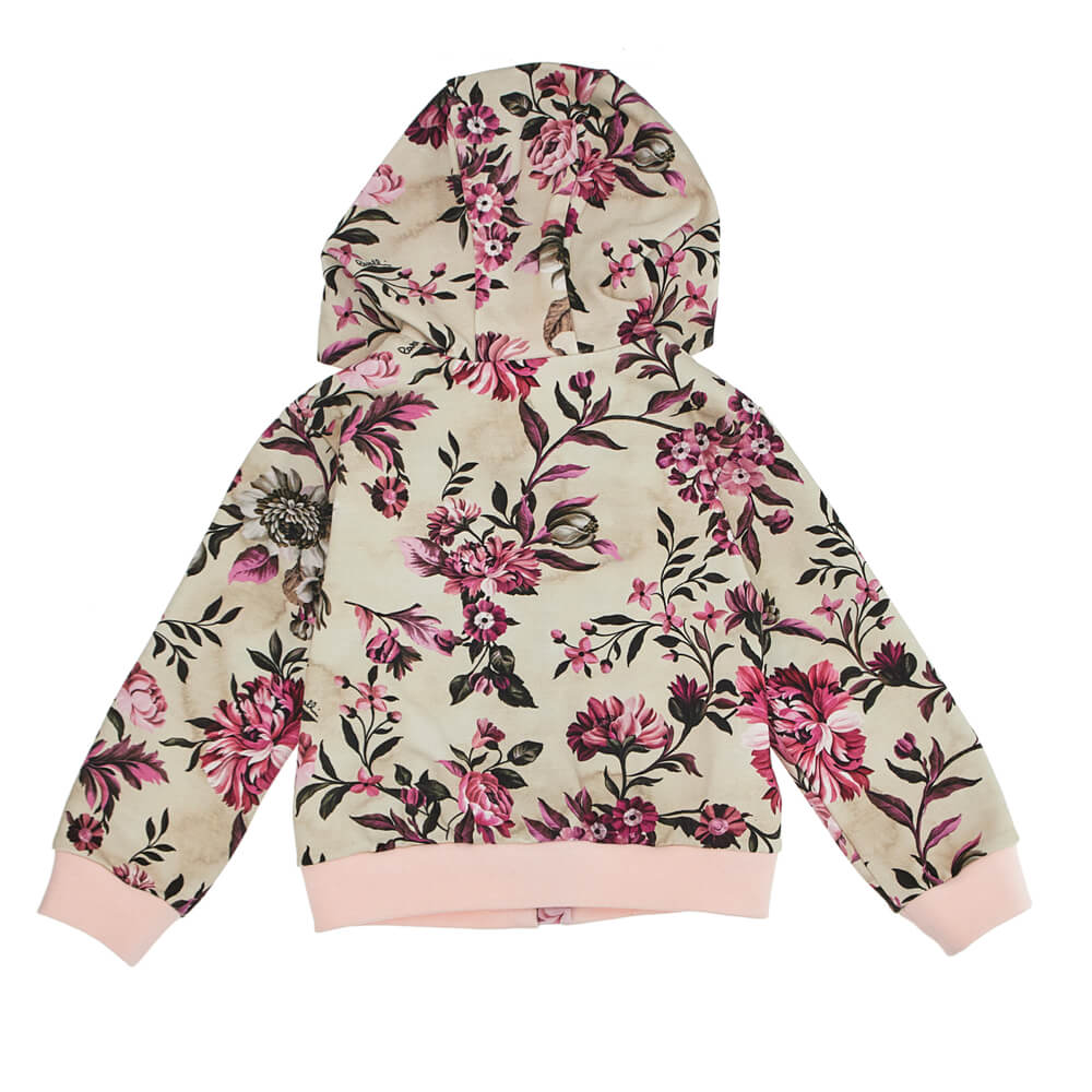 Roberto Cavalli Baby Girls Pink Hoodie Fleece With Flower Pattern