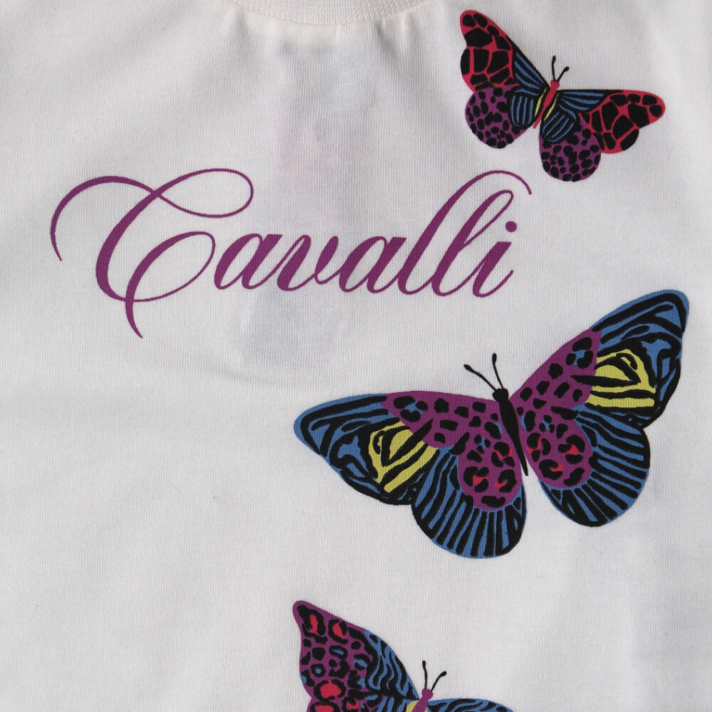 Roberto Cavalli Baby Girls White & Cream T-Shirt