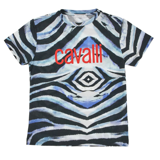 Roberto Cavalli Boys Blue, White & Black Jersey T-Shirt