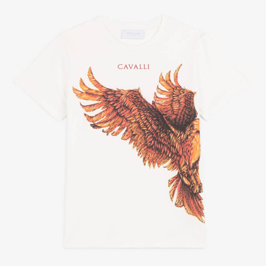 Roberto Cavalli Boys White T-Shirt with Eagle Print