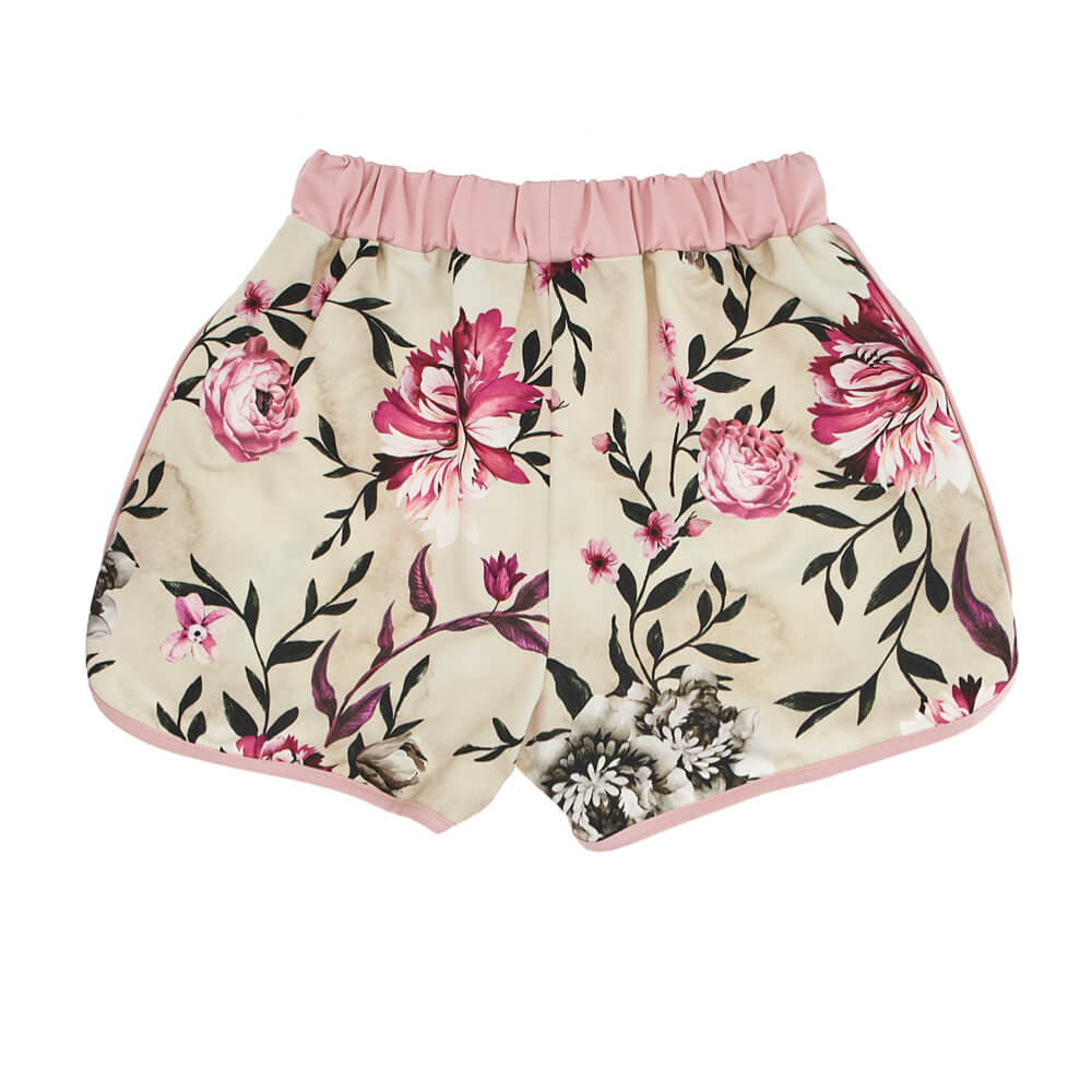 Roberto Cavalli Girls Pink Fleece Shorts With Flower Pattern
