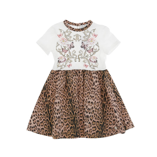 Roberto Cavalli Girls Leopard Jersey Dress Heritage Print