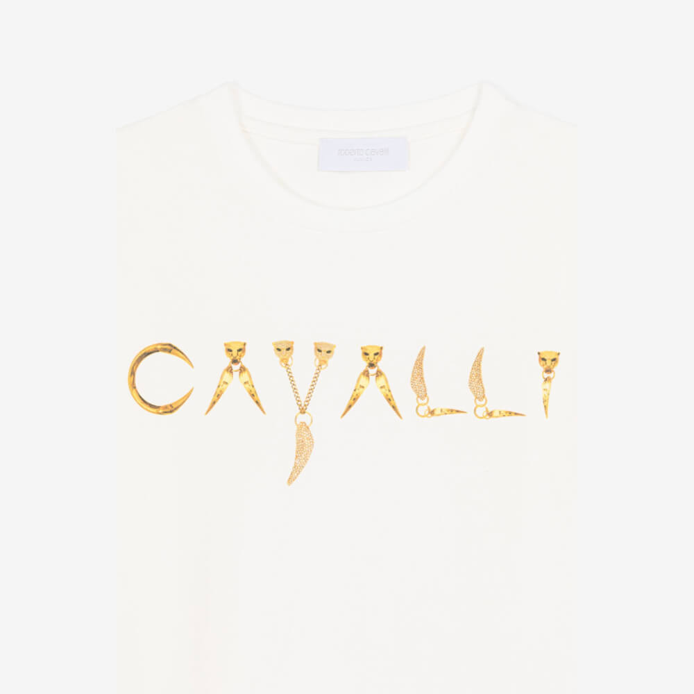 Roberto Cavalli Girls White Luxury T-Shirt