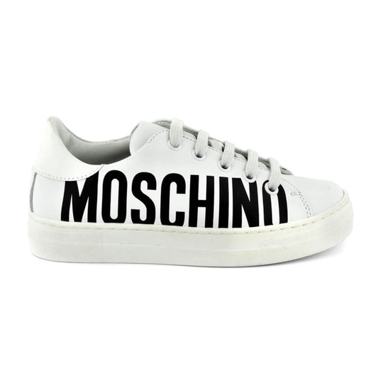 Moschino Unisex Blac & White Trainers Box Lace Maxi Logo Print