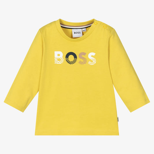 Boss Kidswear Baby Boys Yellow Long Sleeves T-Shirt